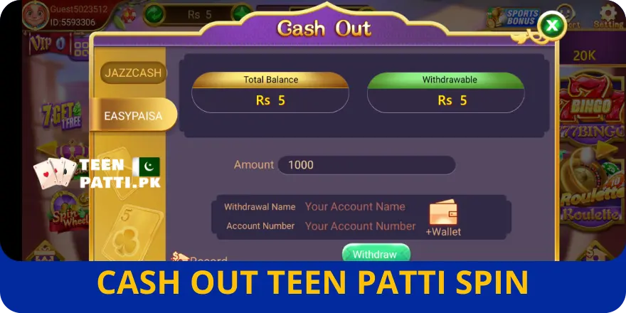 How to Withdraw Money on 3 Patti Spin