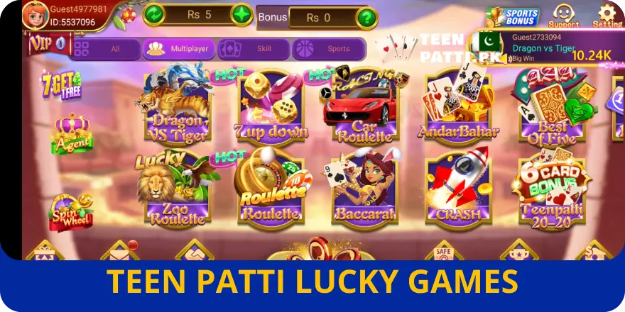 3 Patti Lucky app homepage