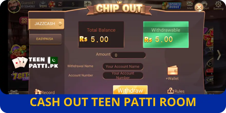 How to Withdraw Money on Teen Patti Room