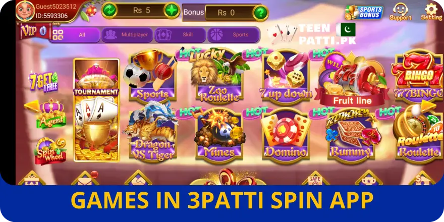 Games in 3Patti Spin